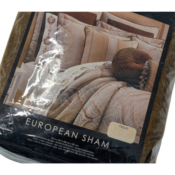 J. Queen New York Gianna Gold Euro Sham New 26 x 26 Embroidered Trim Chenille - Picture 5 of 6